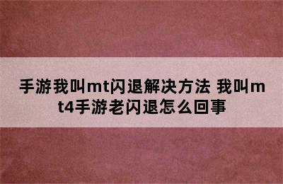 手游我叫mt闪退解决方法 我叫mt4手游老闪退怎么回事